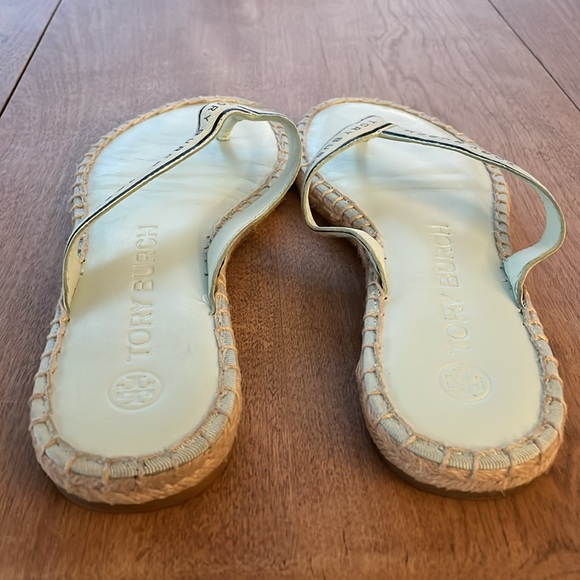 Tory Burch Ribbon / Espadrille Sandals - Meadow Mist Flip Flops - Size 6 - Picture 3 of 7